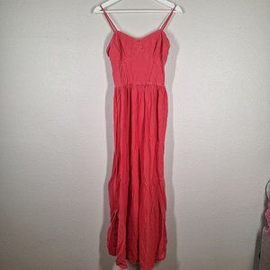 YFB Women's Red Linen Blend Dresses Maxi Size M